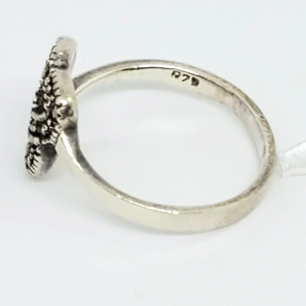 Marsala Co MC Marcasite Double Heart Open Work Sterling Silver Ring